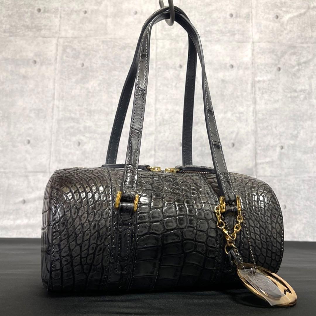 専用品BEAUGRAND クロコダイル ダークグレー JRA ハンドバッグ