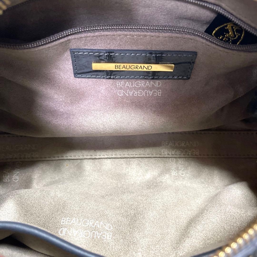 専用品BEAUGRAND クロコダイル ダークグレー JRA ハンドバッグ