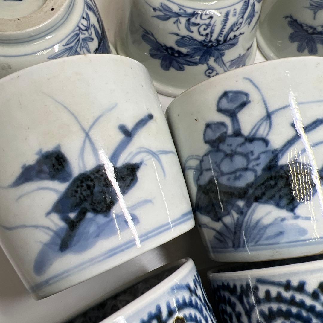 古伊万里　蛸唐草等　染付蕎麦猪口色々16点　東Y7-1224③タエトサ