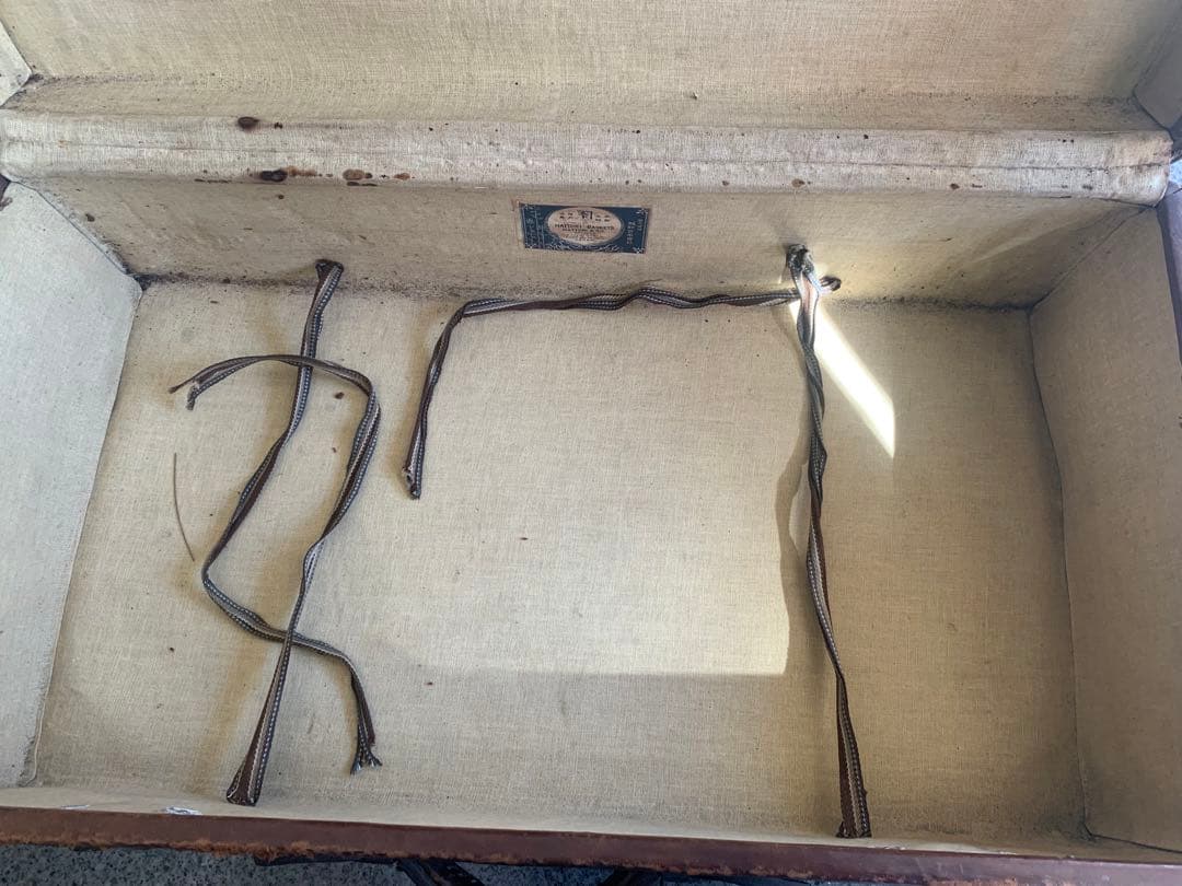 昔のトランクケース　柳行李 革　やなぎごうり 　店舗什器　アンティーク　レア