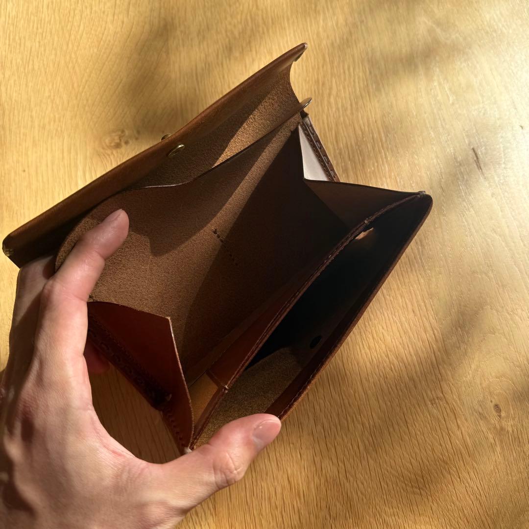 【新品未使用】SAFUJI サフジ ミニ長財布（ホック） キャメル