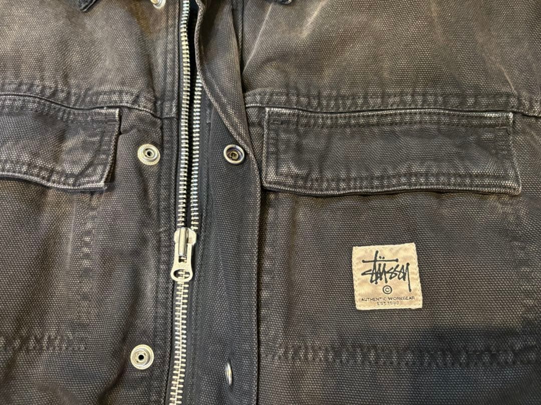 stussy washed canvas shop jacket 黒 ブラック