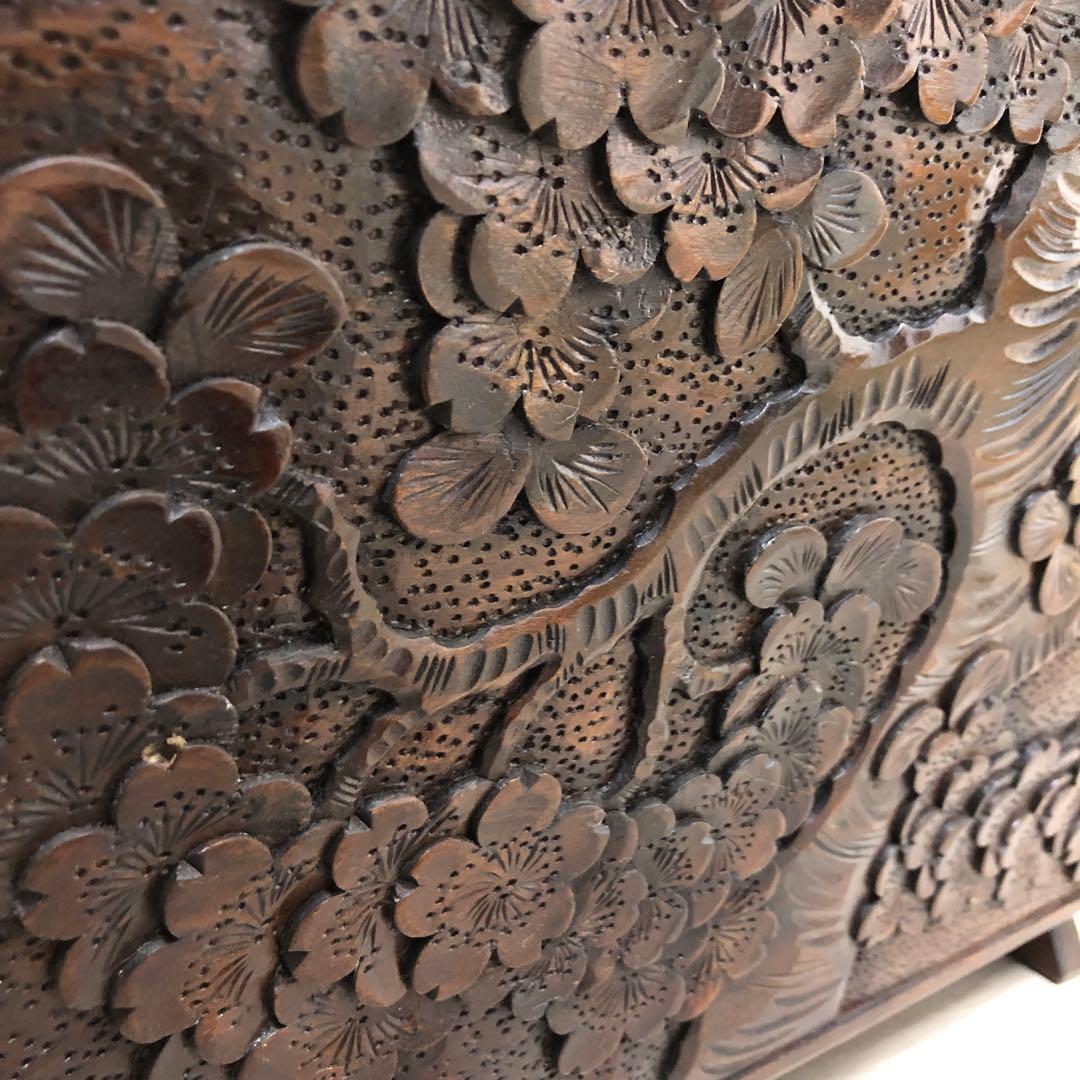 軽井沢彫り　マガジンラック　アンティーク　和風　工芸品　伝統工芸　桜