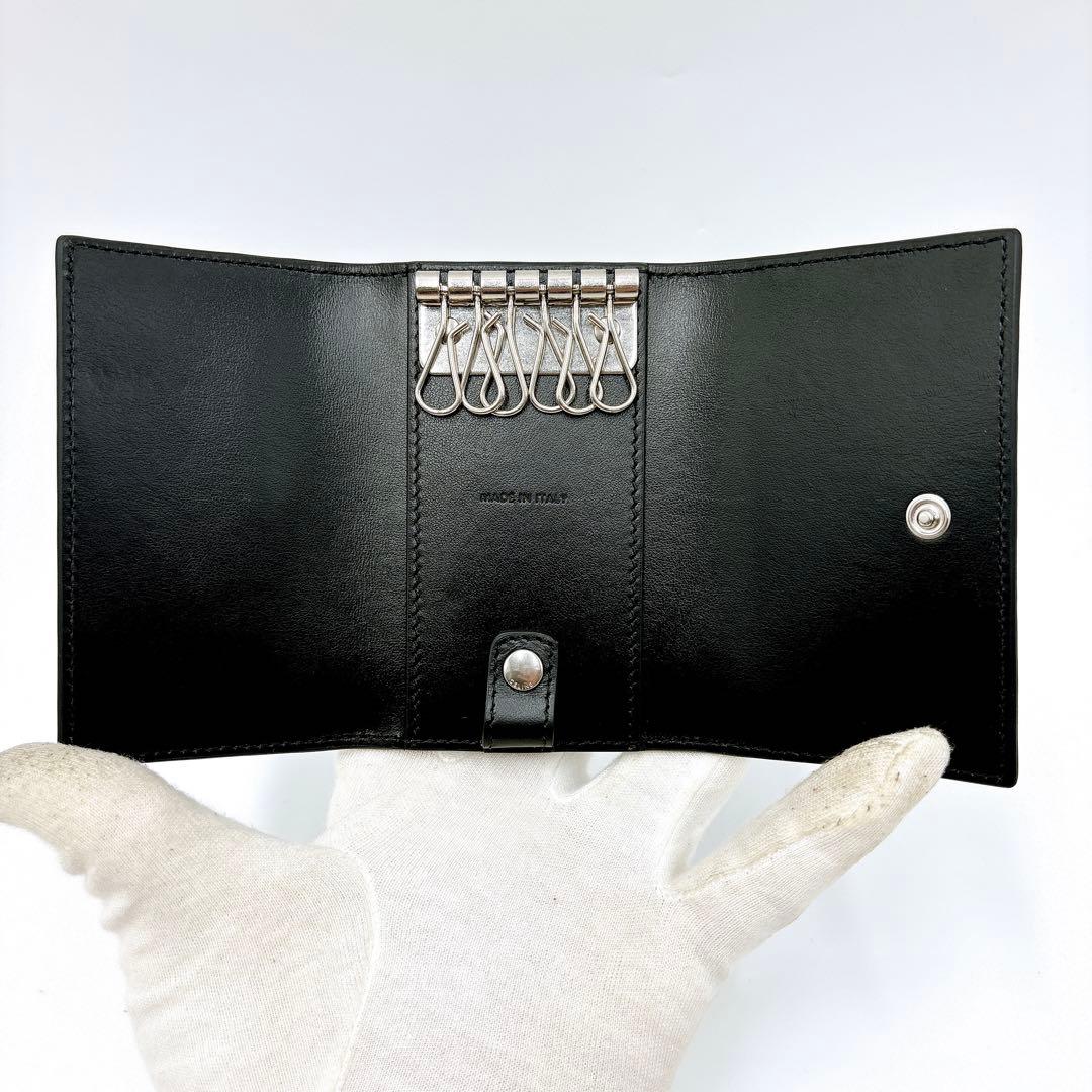 極美品＊ CELINE セリーヌ クロコ型押し レザー 6連キーケース ブラック