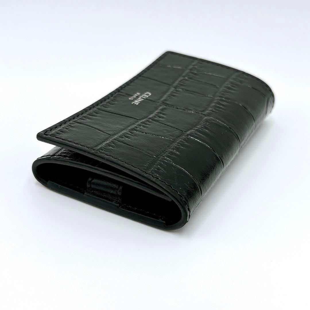 極美品＊ CELINE セリーヌ クロコ型押し レザー 6連キーケース ブラック