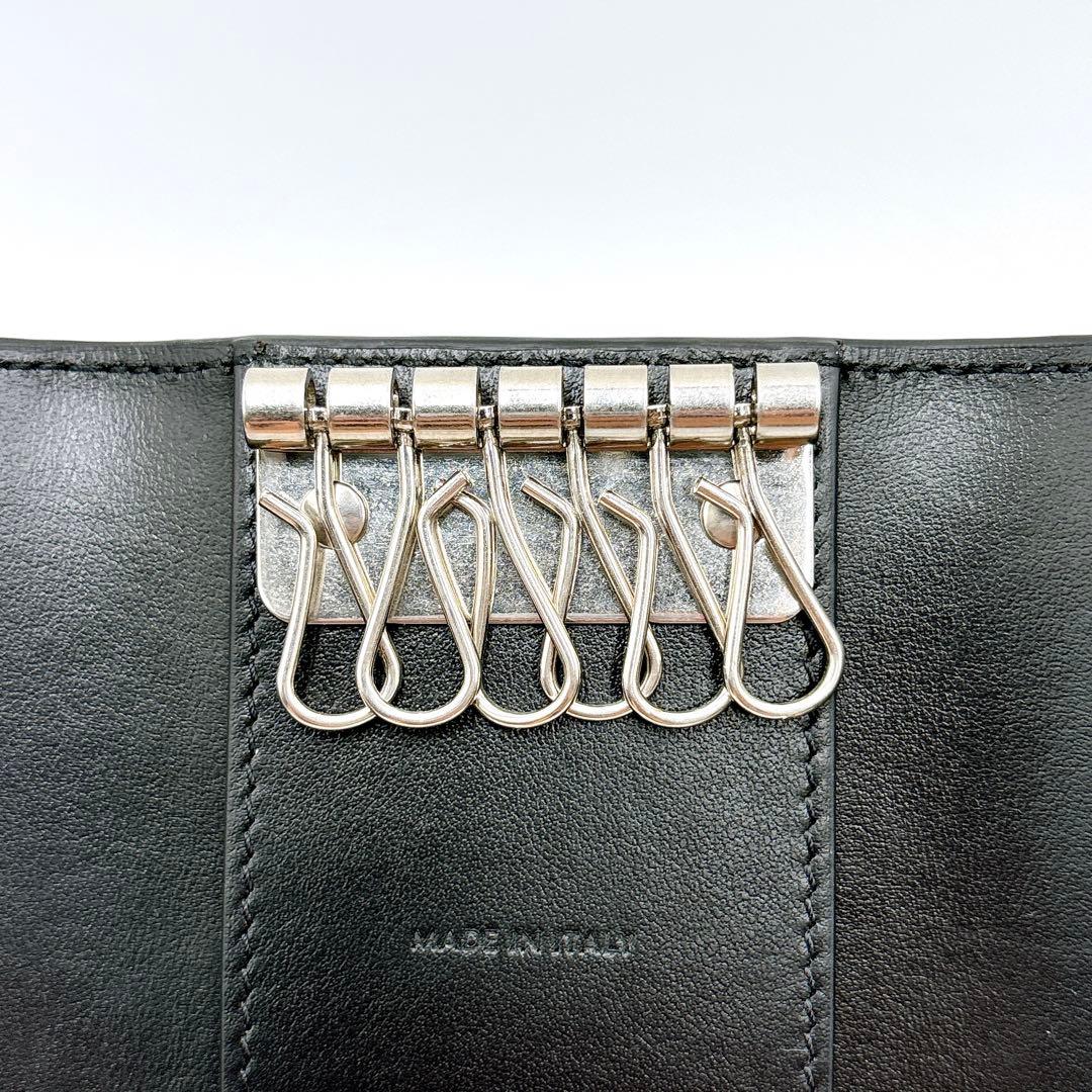 極美品＊ CELINE セリーヌ クロコ型押し レザー 6連キーケース ブラック