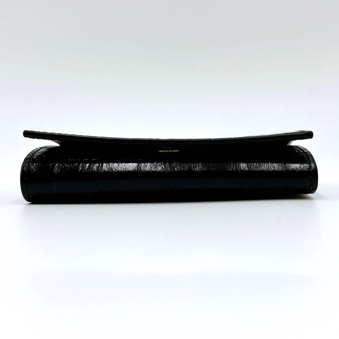 極美品＊ CELINE セリーヌ クロコ型押し レザー 6連キーケース ブラック