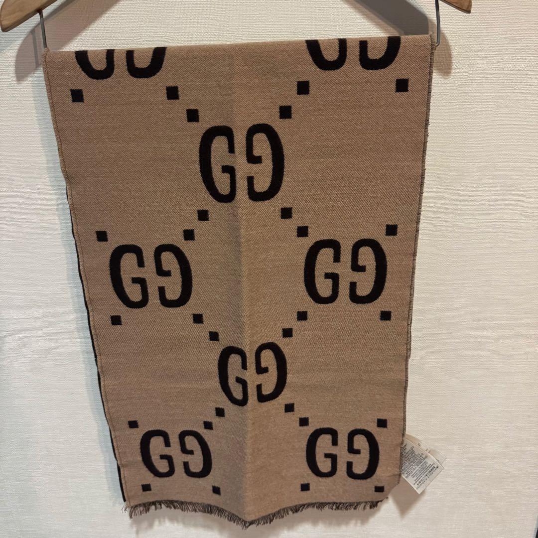 GUCCI マフラー ベージュ ブラウン 35x190 cm
