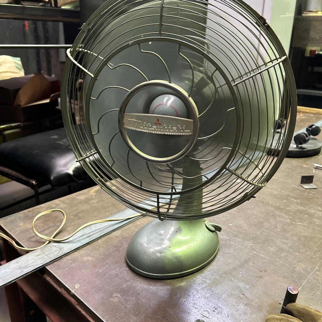 三菱 鉄製 扇風機 アンティーク 箱付き レトロ ビンテージ インテリア 76