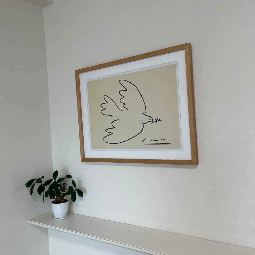 パブロ・ピカソ アートフレーム ハト 複製画 絵　木枠　71×55センチ