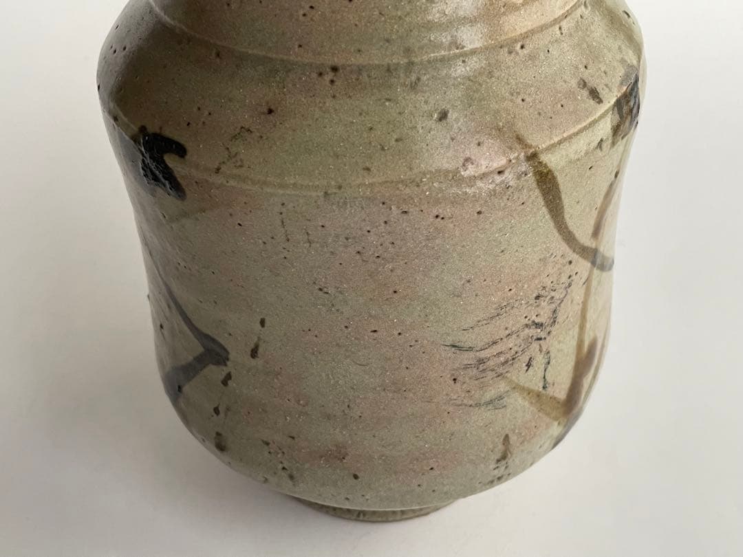 陶芸家　濱田庄司　浜田庄司　？　鉄絵　トウキビ文　花入　花瓶　箱なし　益子　民芸