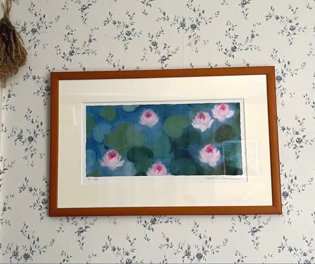 40×62版画　ジニー・キム　睡蓮　限定ジクレー　サイン、ED、証明書 額装