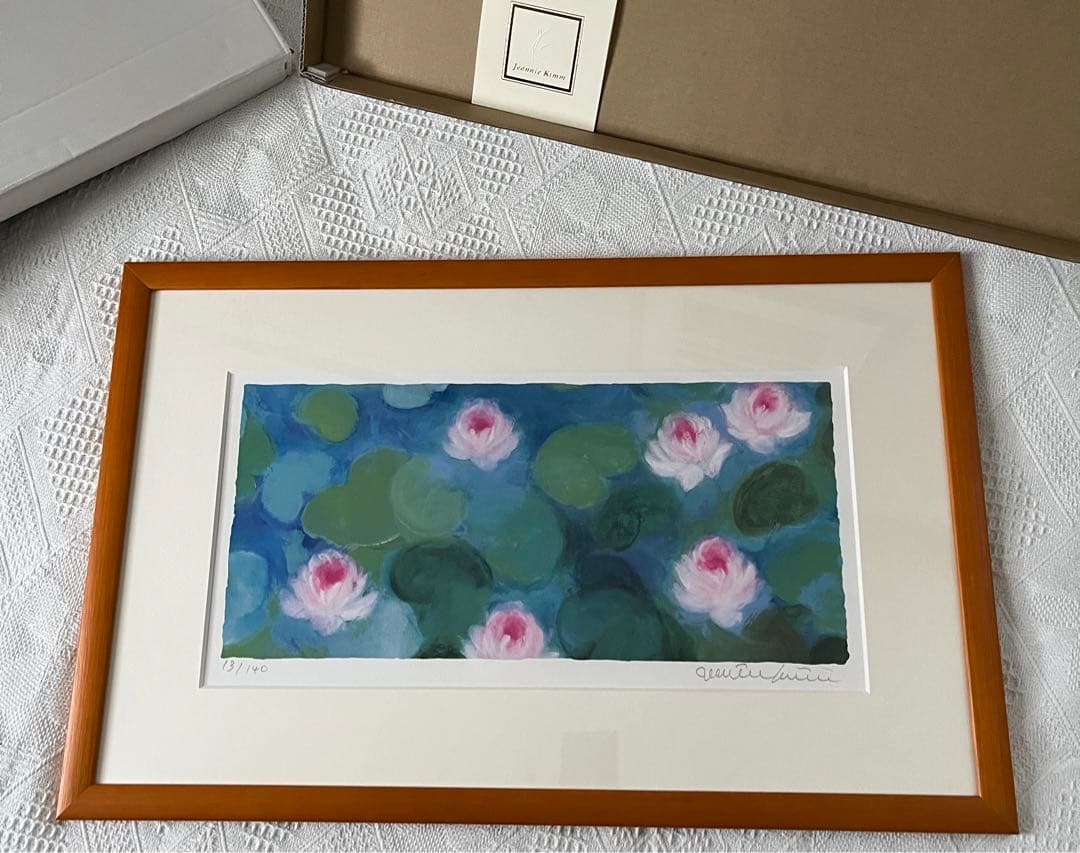 40×62版画　ジニー・キム　睡蓮　限定ジクレー　サイン、ED、証明書 額装