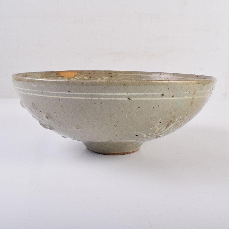 朝鮮美術　李朝　高麗青磁　象嵌花文碗　金継ぎ直し　V　R8968