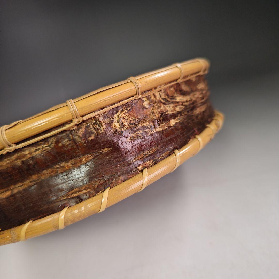 イ831 炭斗『水谷六々斉』『桜皮　炭斗　共箱』茶道具