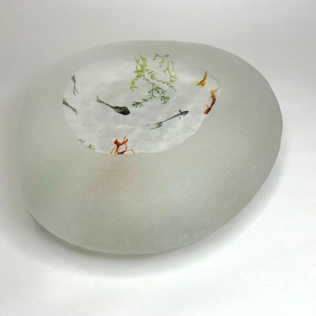 久保裕子さん作　ガラス　ザリガニ　魚　水草　ペーパーウェイト　文鎮　オブジェ