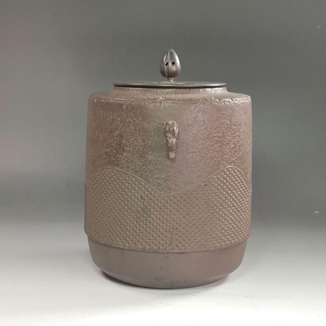 ウ240 茶釜『釜師　菊地正直』『鵬雲斎好写　遠山釜　鉄釜　共箱』茶道具