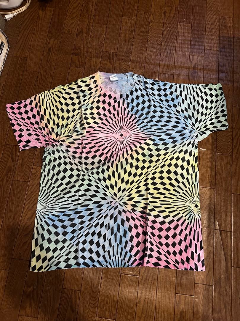 90s ビンテージ　フルーツ　チェッカー　グラフィック　幾何学模様