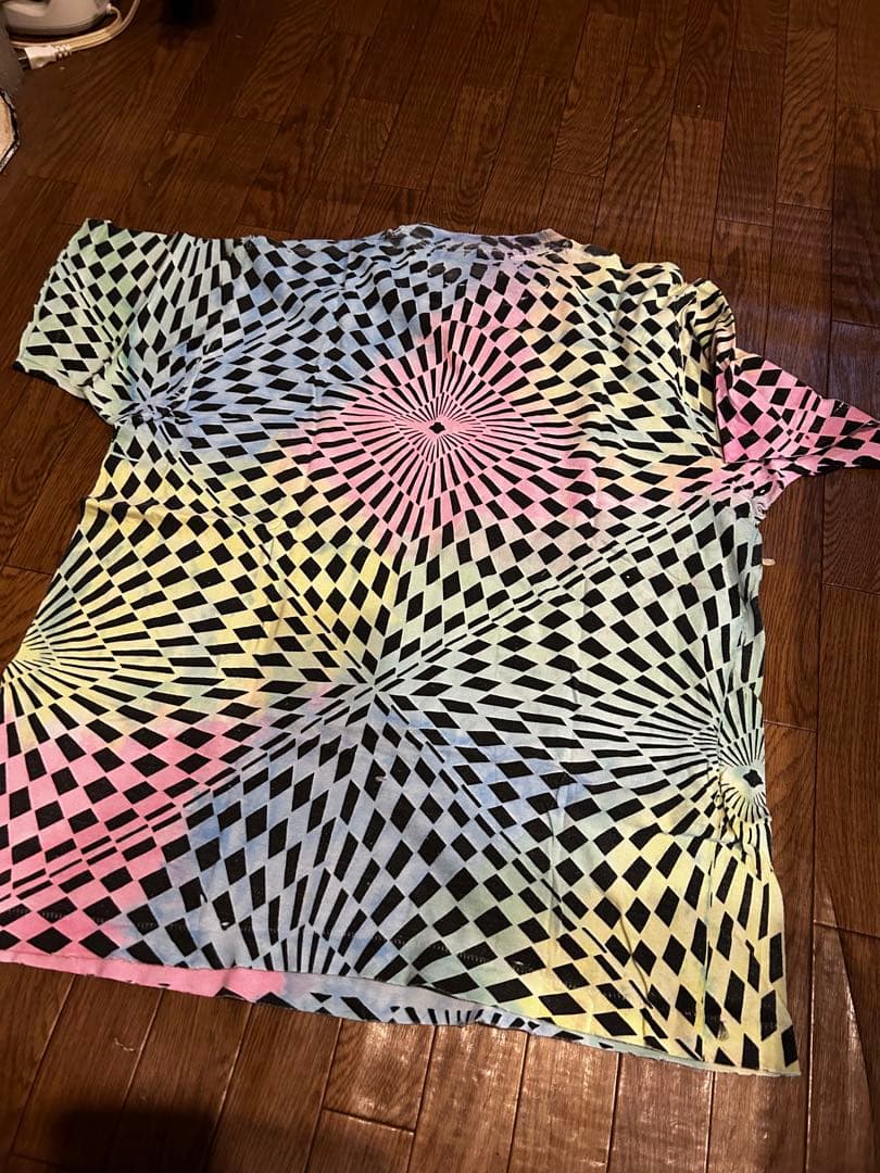 90s ビンテージ　フルーツ　チェッカー　グラフィック　幾何学模様