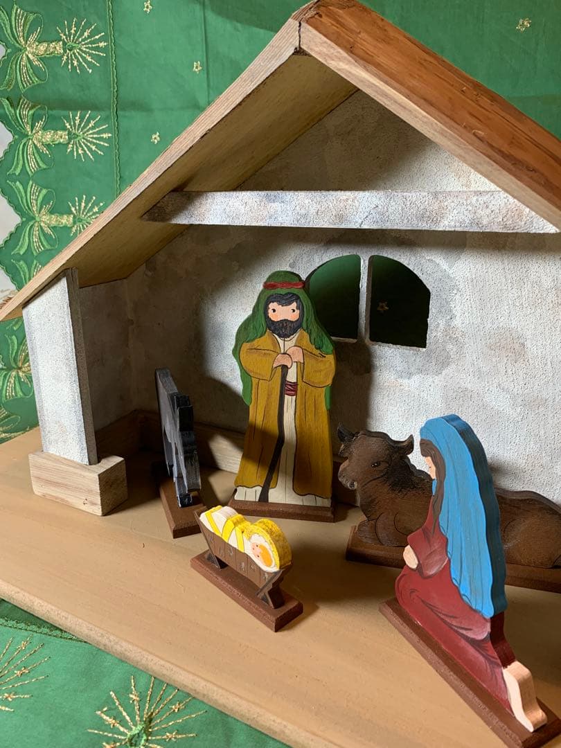 ドイツ製　木製人形　レアな大型のビンテージの手書きの￼可愛いクリッペ人形セット！