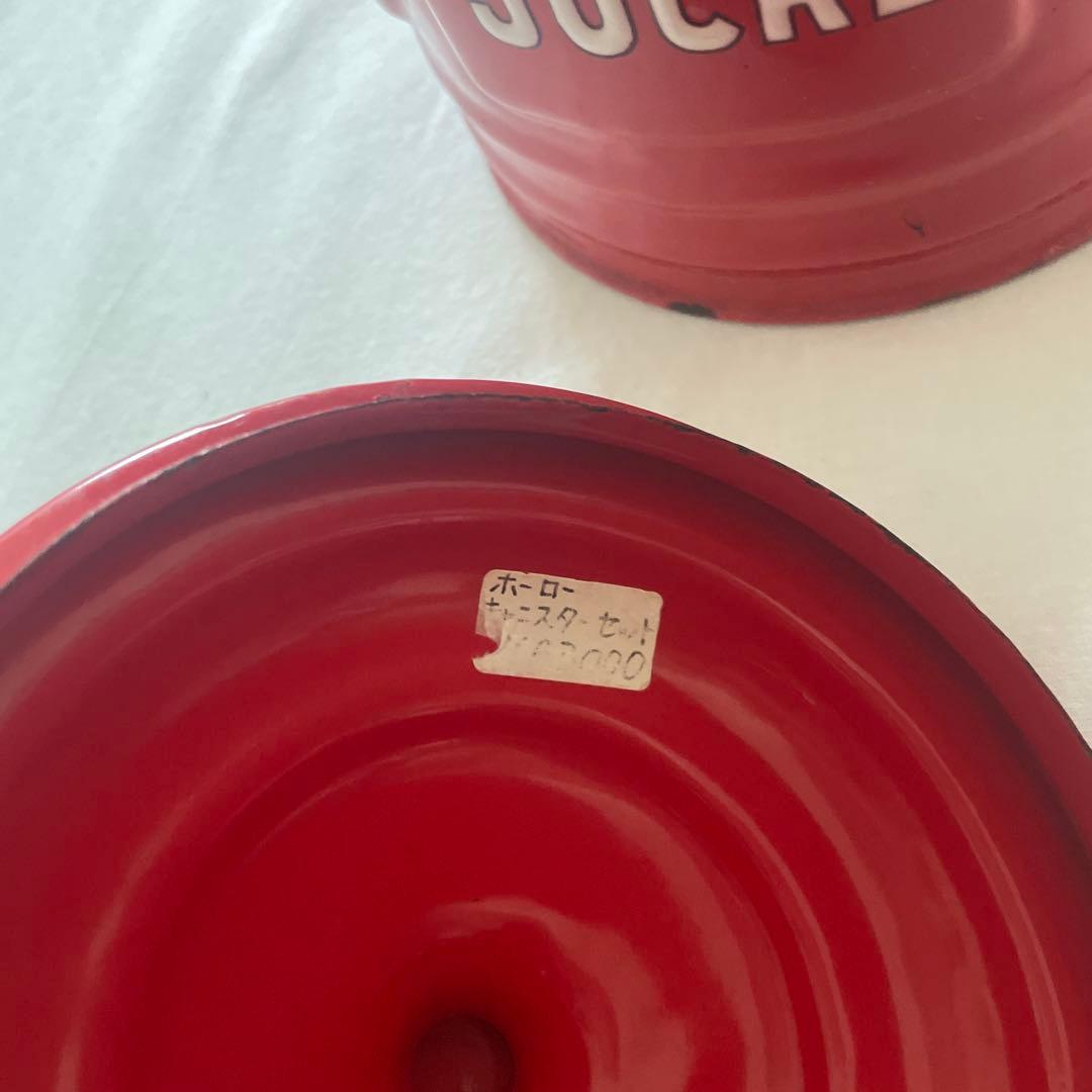 ‼️SALE開催‼️ビンテージ赤ホーローキャニスター　6個セット　キッチン雑貨