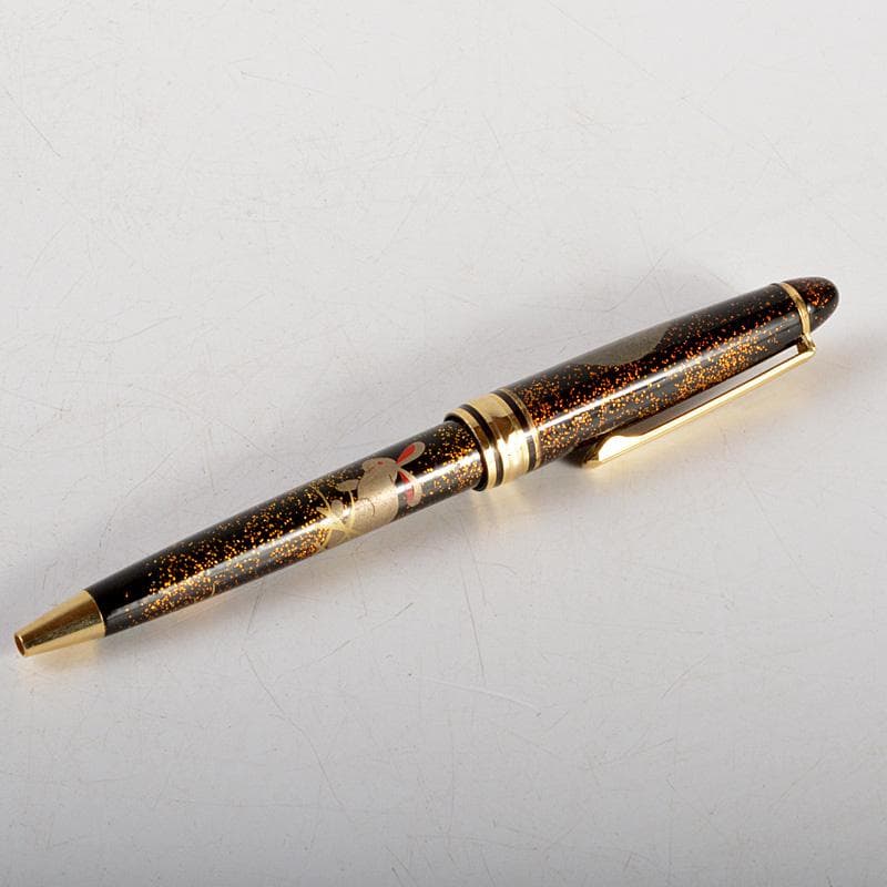 箔飾　高級　蒔絵兎文　ボールペン　木箱付　V　6024