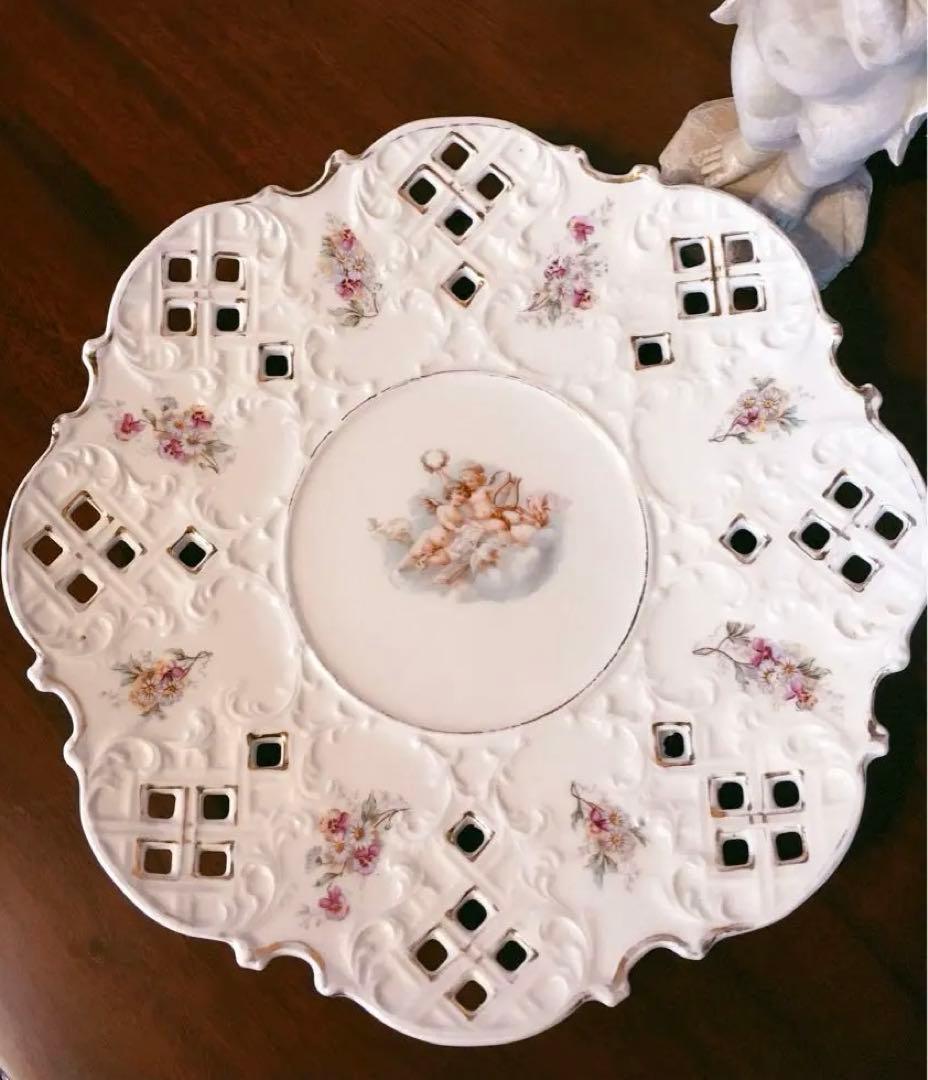 フランス　アンティーク　レリーフ　ピアスプレート　天使　エンジェル　飾り皿