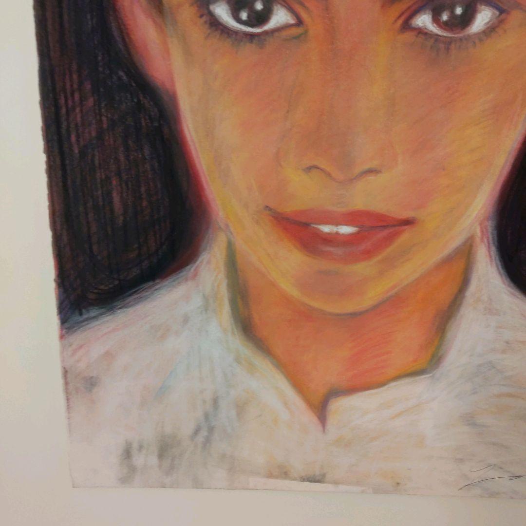 パステルドローイング　無題　少女　額装なしです。