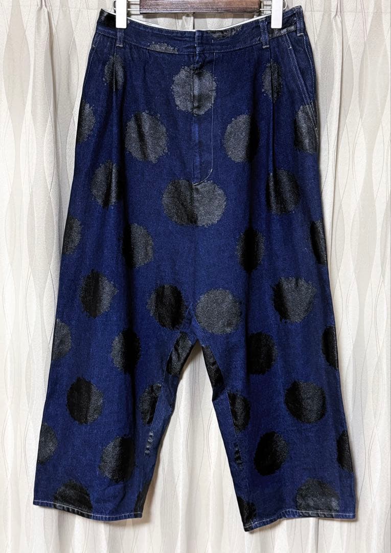 じ*ん様 Y's‥‥ ワイズビー ヨウジヤマモトドット柄プリントデニムサルエルパ