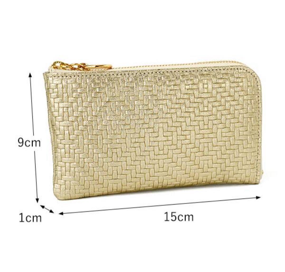 新品◎コンパクト財布金運アップパネロ ショートLファスナーゴールド　小さめ長財布