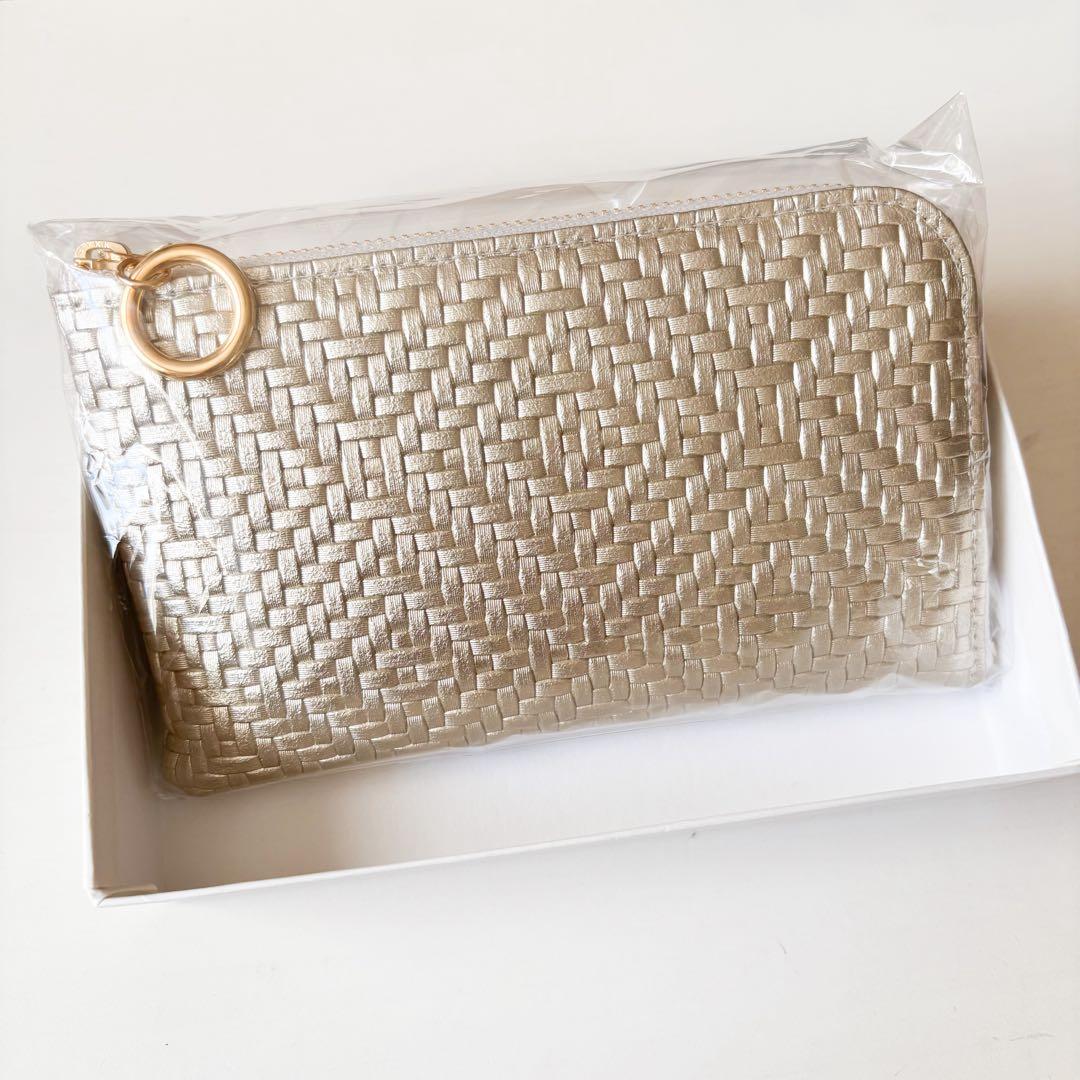 新品◎コンパクト財布金運アップパネロ ショートLファスナーゴールド　小さめ長財布