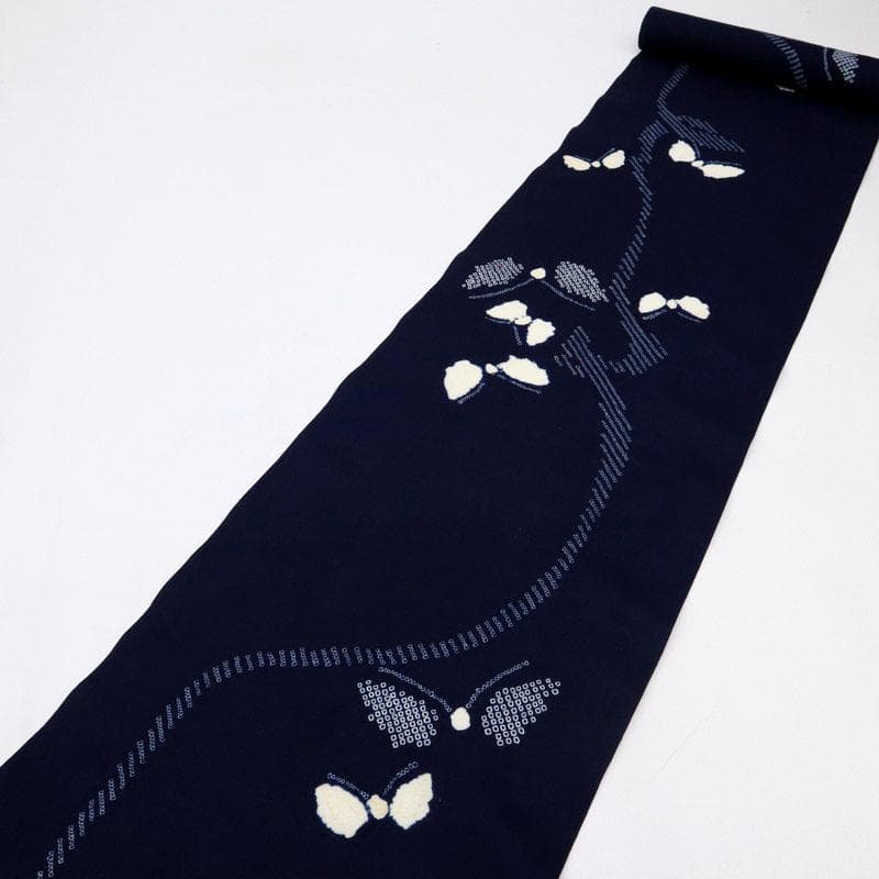 《反物『有松しぼり』浴衣■蝶の舞姿◆濃紺■お仕立て可◆夏着物■反25-172》