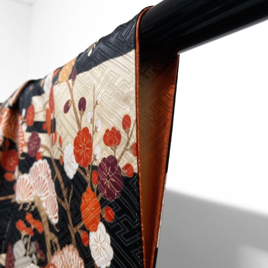 振袖　金駒刺繍　紗綾形地紋　菊花　松竹梅　霞　成人式　着物　083a p