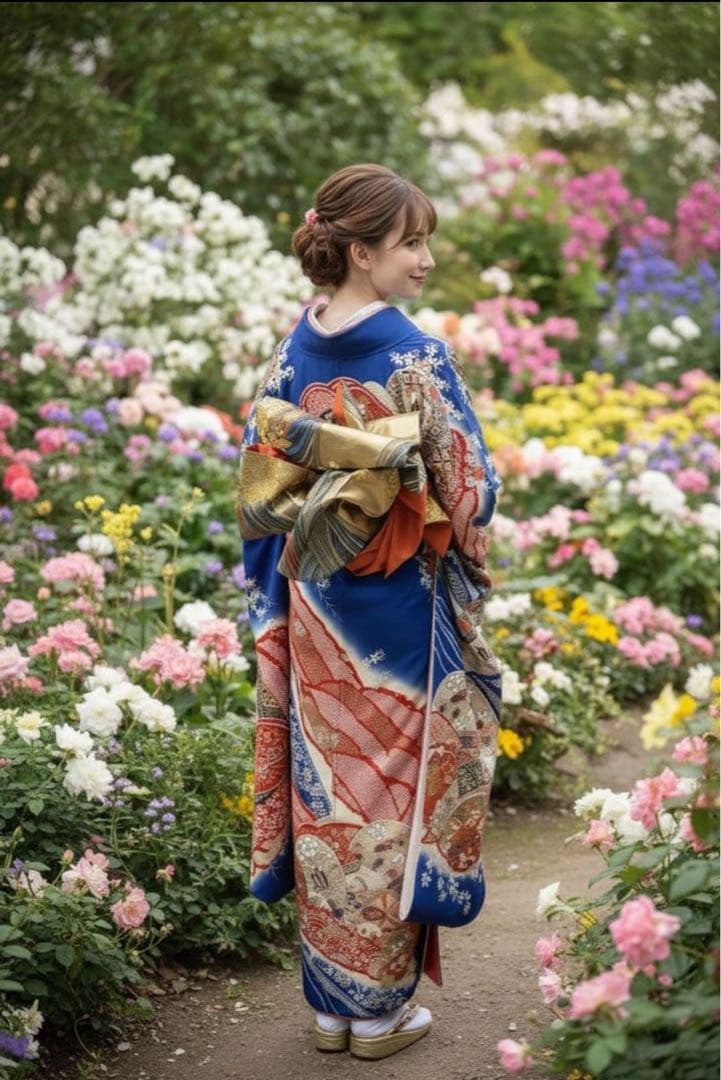 振袖フルセット✨振袖、帯、帯揚げ、帯締め、半衿用リボン、重ね襟の６点セット✨