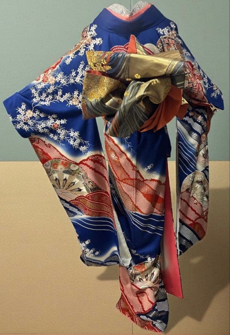 振袖フルセット✨振袖、帯、帯揚げ、帯締め、半衿用リボン、重ね襟の６点セット✨
