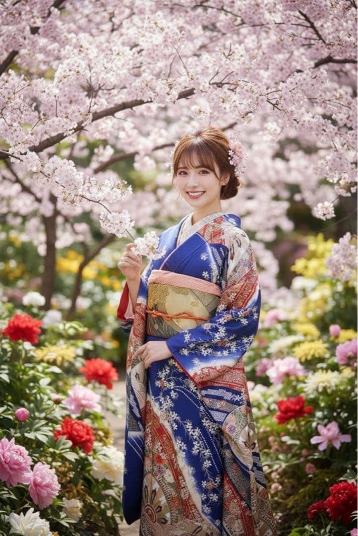 振袖フルセット✨振袖、帯、帯揚げ、帯締め、半衿用リボン、重ね襟の６点セット✨