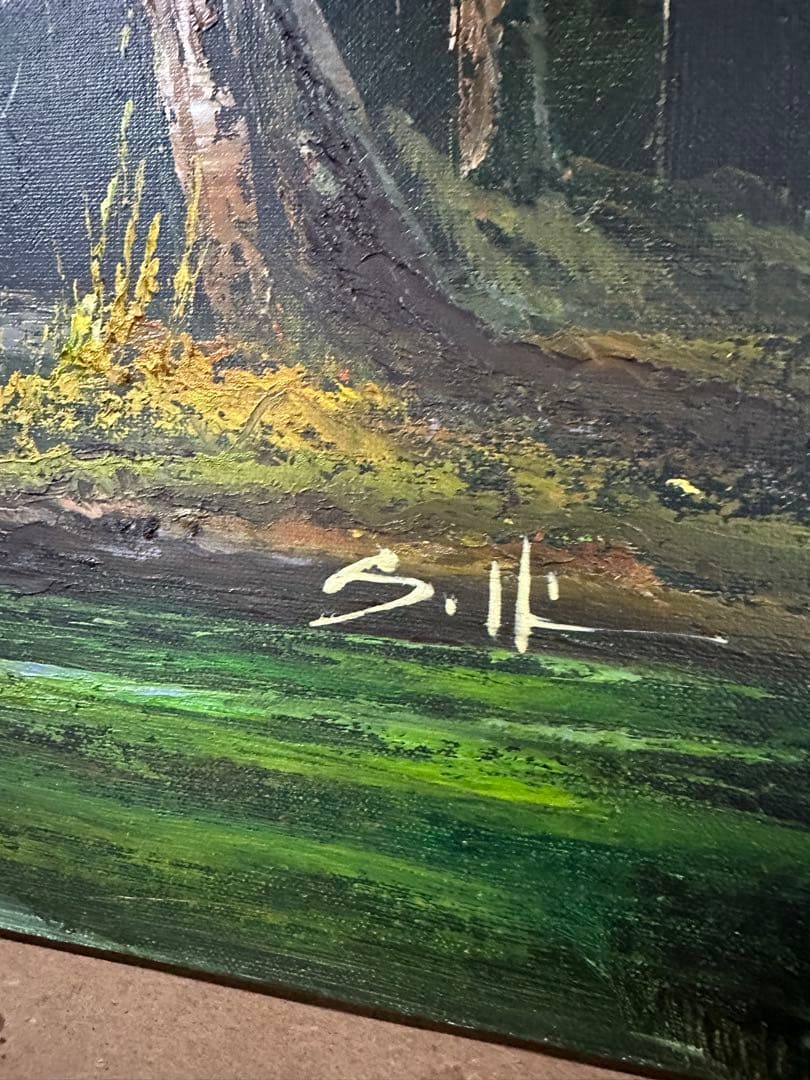 アンティーク 大型 山水 風景画 油彩画 油絵 壁掛け 額有絵画 アート 芸術