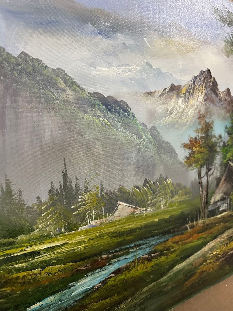 アンティーク 大型 山水 風景画 油彩画 油絵 壁掛け 額有絵画 アート 芸術
