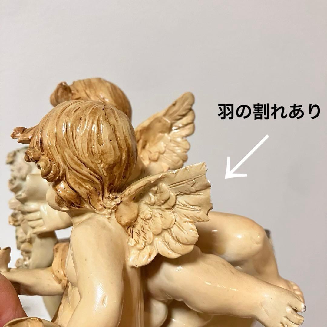 イタリア製 天使 エンジェル アンティーク調 置物 小物入れ／陶器製バスケット