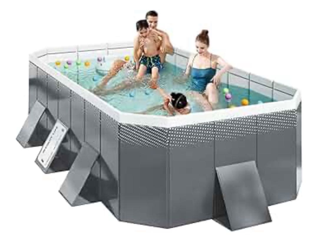 非膨張式 プール 大型 空気入れ不要 ビニールプール 3M グレー