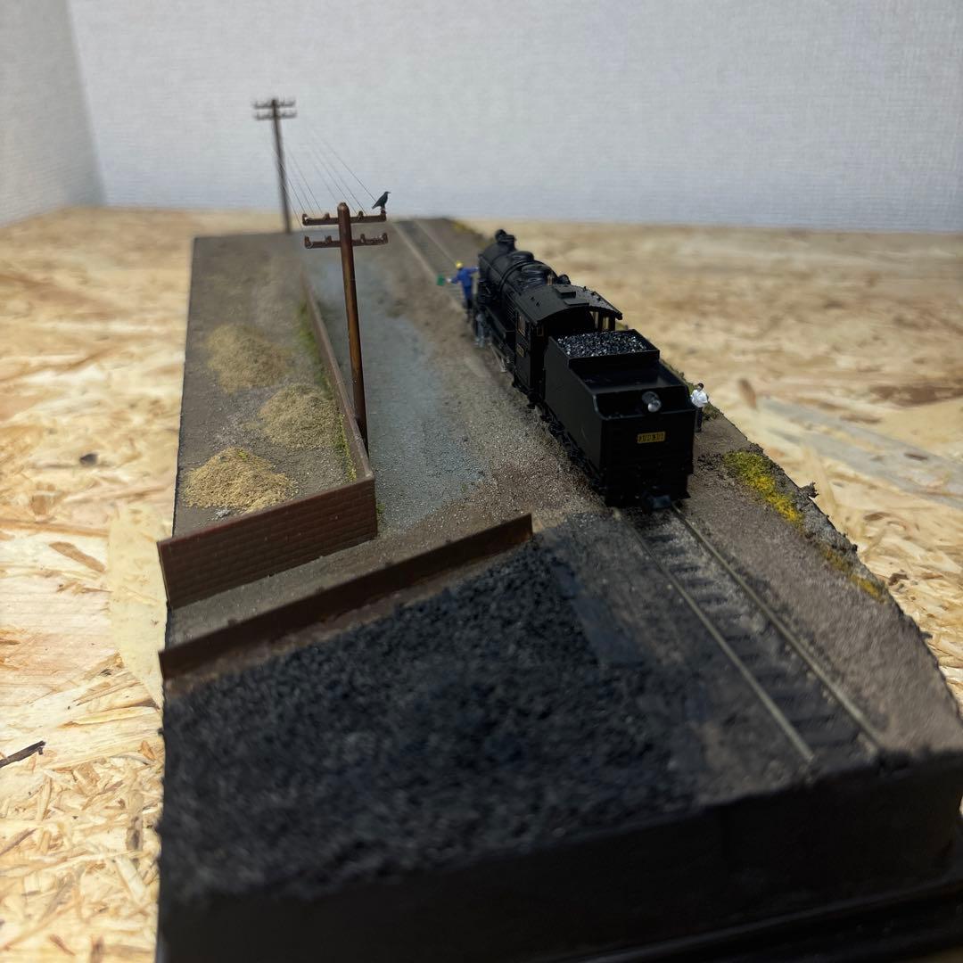 【ケースあり】Nゲージ保管用ジオラマ 撮影背景 -晩秋の機関区脇線ベース-