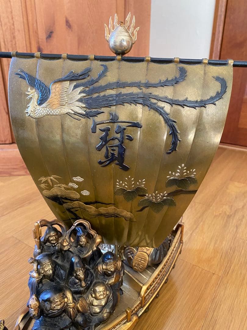 鳳凰　宝船 七福神の置物　高岡銅器　金運　開運　置物　縁起物　アンティーク
