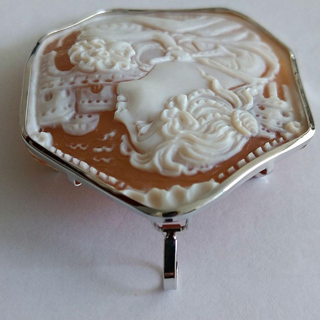 生ハムメロン✤作家ものシェルカメオ✤K18WG『ラッパを吹く少年』