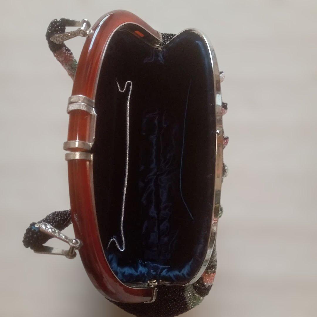 ビーズ 花柄 ハンドバッグ 和装 パーティ 昭和レトロ