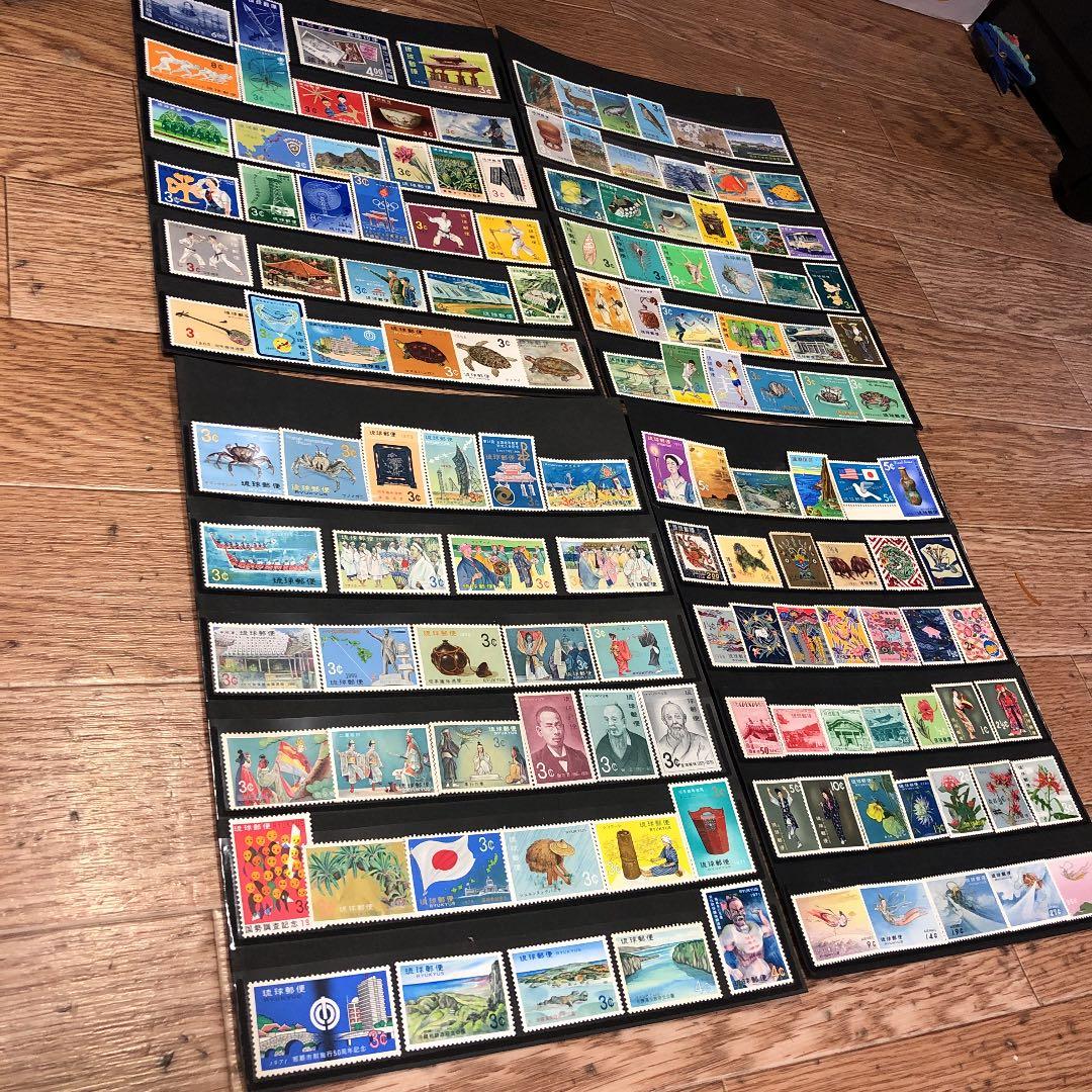 琉球切手138種コレクション！貝、蟹、民芸、文化財、年賀、舞踊切手等　鑑賞シート