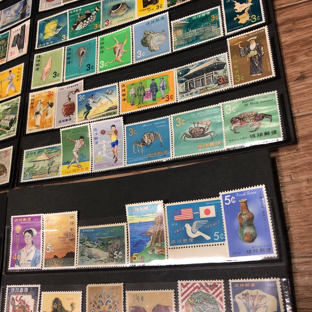 琉球切手138種コレクション！貝、蟹、民芸、文化財、年賀、舞踊切手等　鑑賞シート