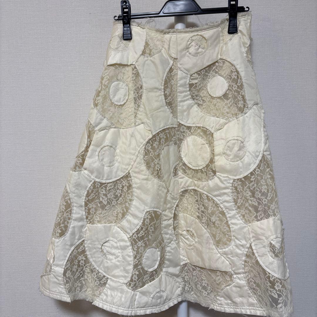 COMME desGARCONSアイボリー フレアスカート レースデザイン