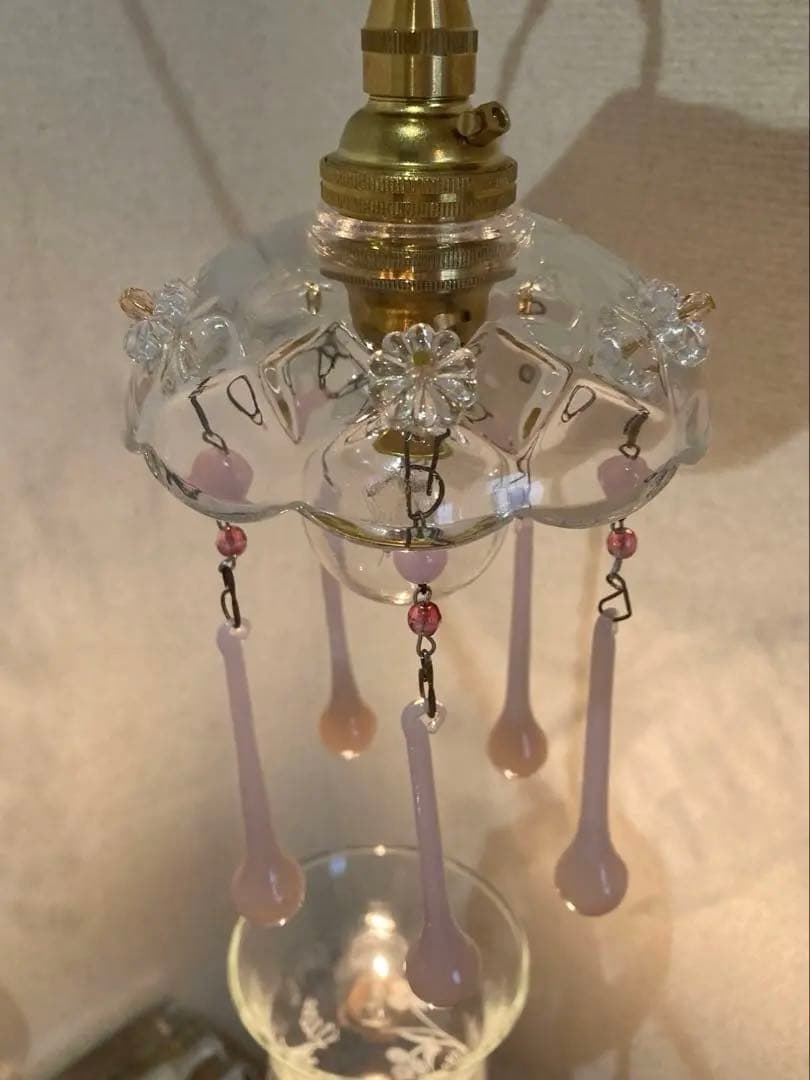 ミニシャンデリア　1920年　オパールセントフランス　アンティーク　シェード