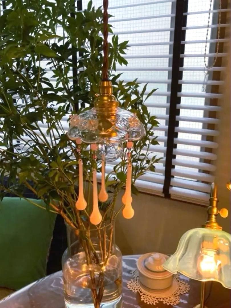 ミニシャンデリア　1920年　オパールセントフランス　アンティーク　シェード