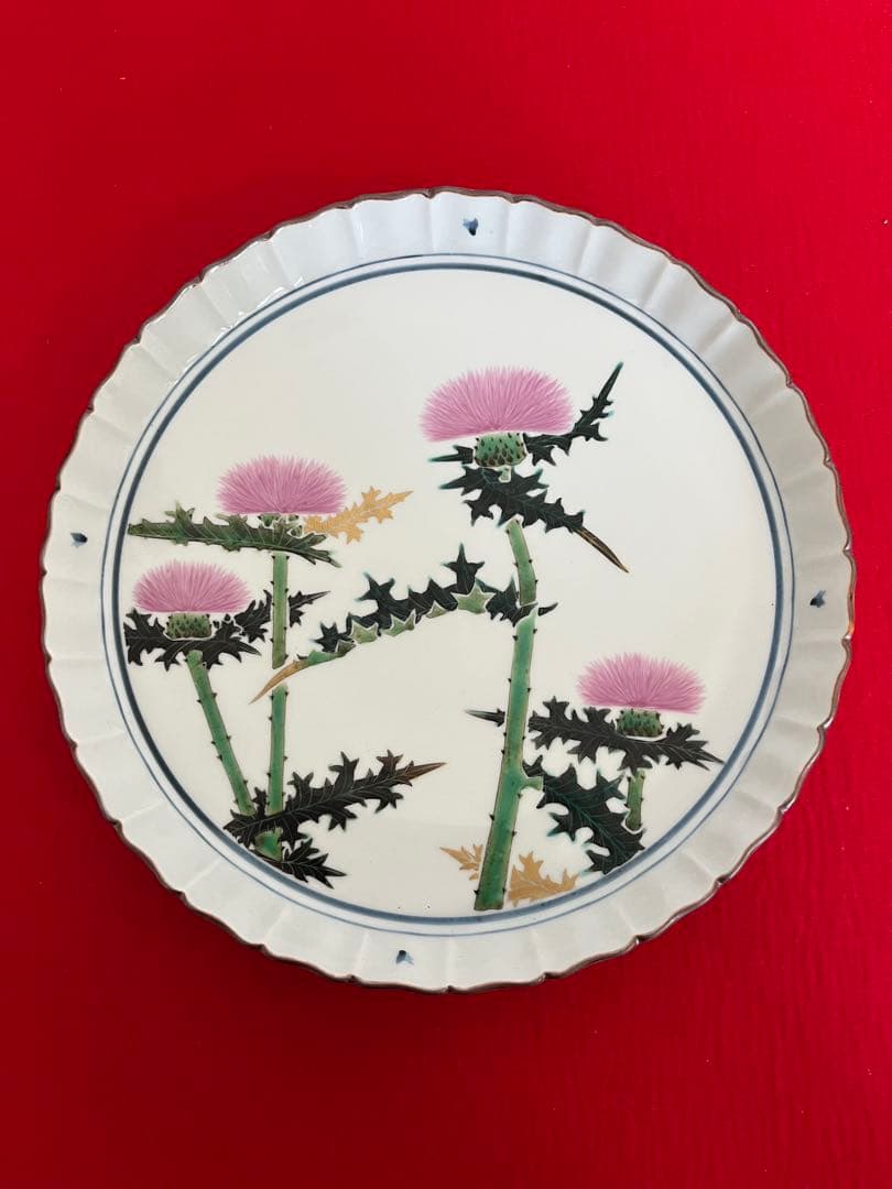 日本工芸会正会員 武腰潤 色絵 飾皿 管理K359 九谷焼 飾り皿